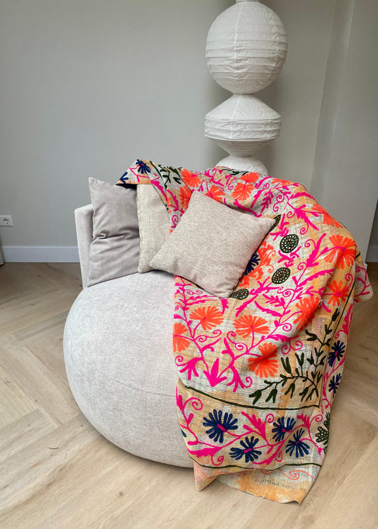 Handgemaakte sprei kantha colourful