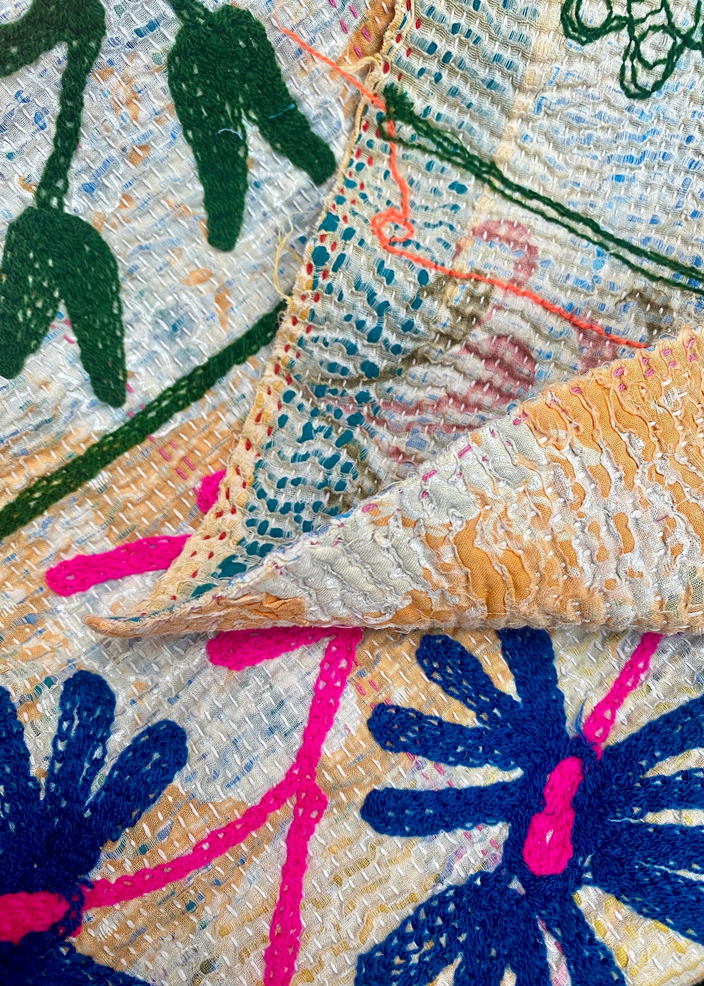 Handgemaakte sprei kantha colourful