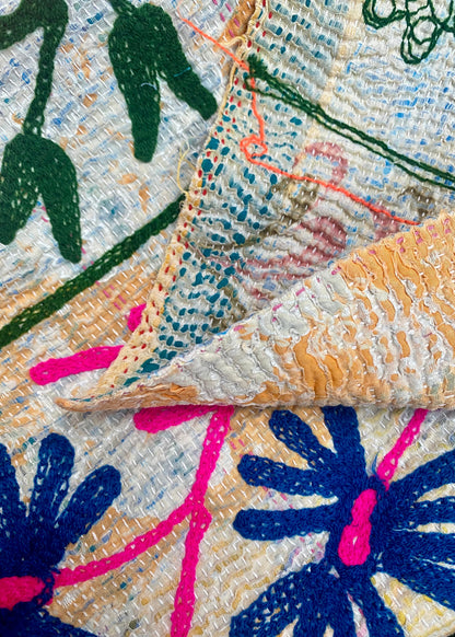 Handgemaakte sprei kantha colourful