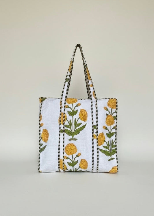 Yellow Floral Tote Bag