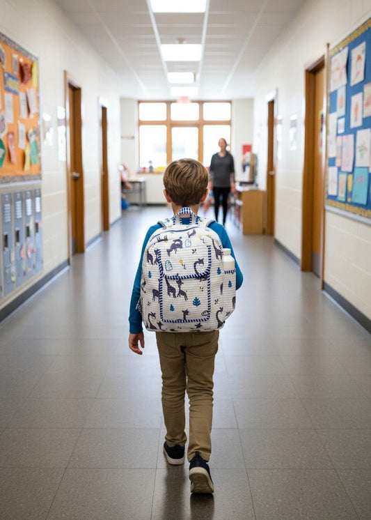 Schooltas basisschool giraf blauw