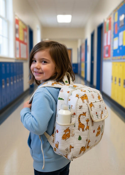 School rugzak kind giraffe oranje/wit