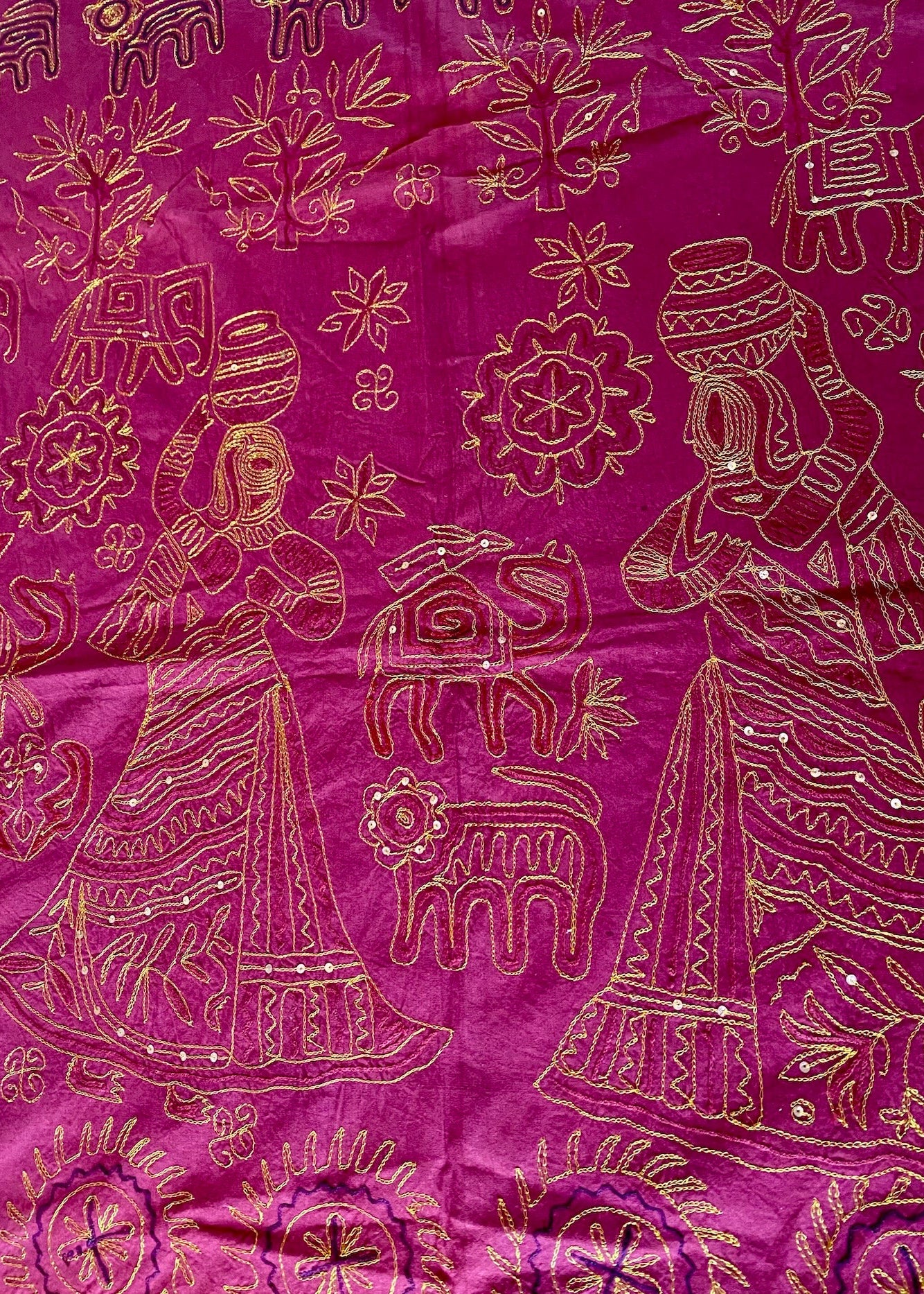 Sprei in Kerst Rood/goud Handgemaakt