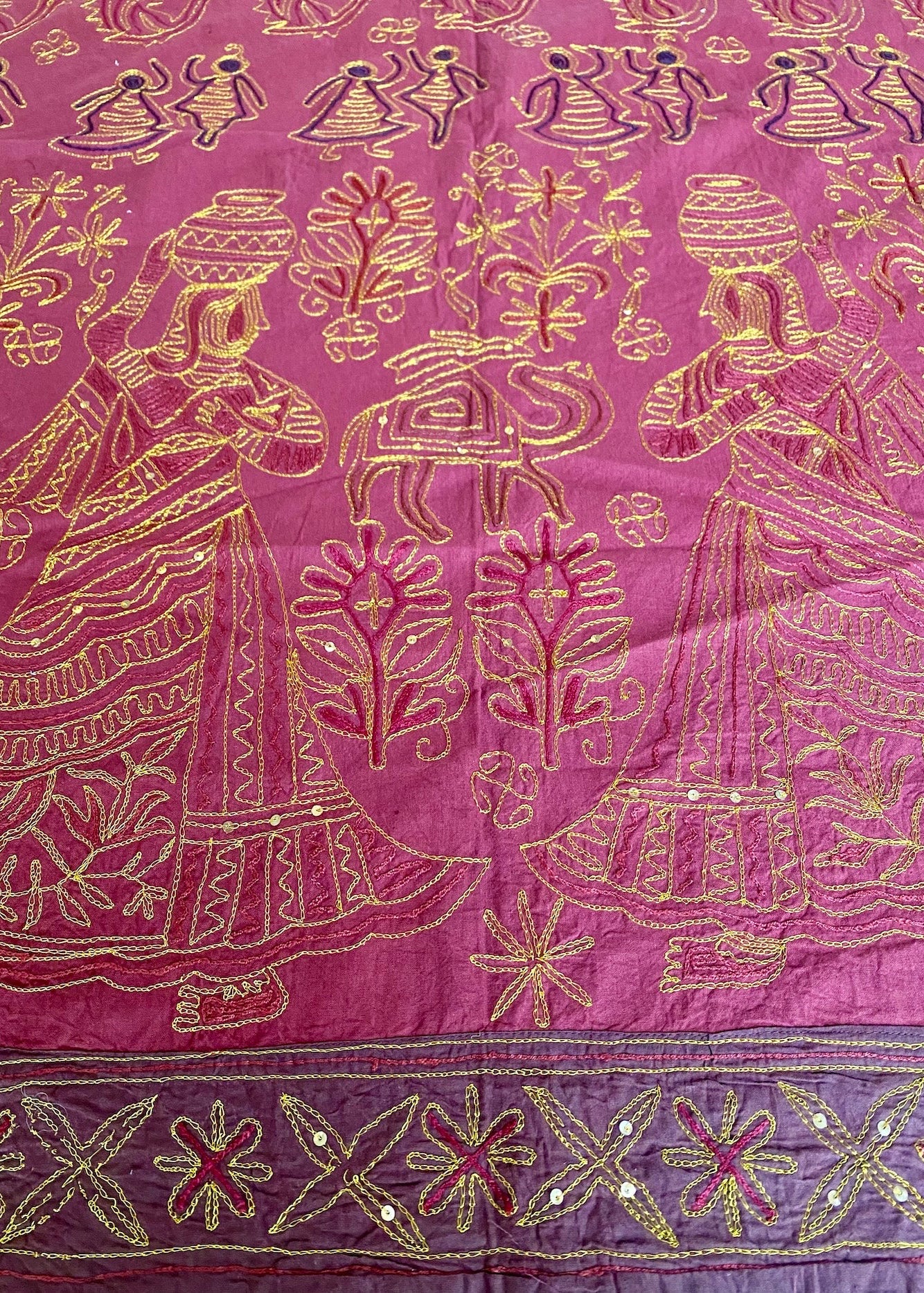 Sprei in Kerst Rood/goud Handgemaakt