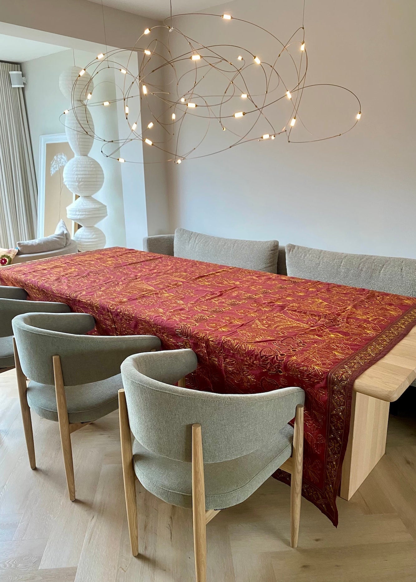 Sprei in Kerst Rood/goud Handgemaakt