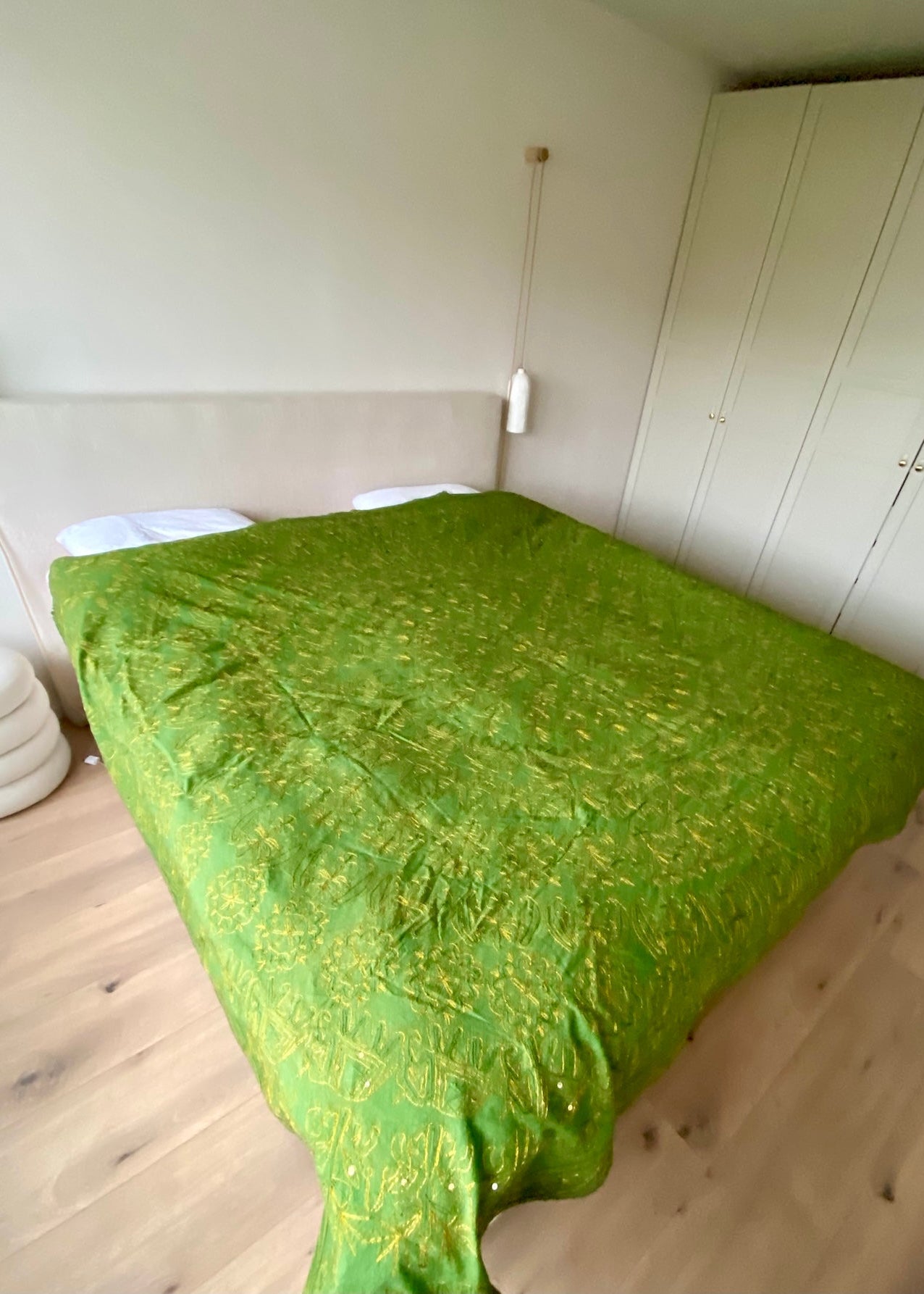 Sprei kerst groen/goud handgemaakt