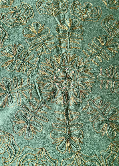 Sprei kerst groen/goud handgemaakt