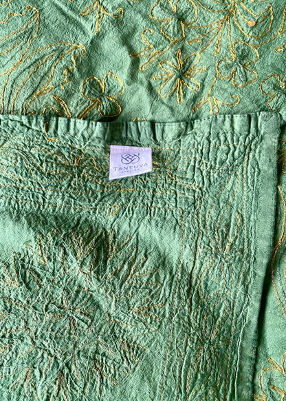 Sprei kerst groen/goud handgemaakt