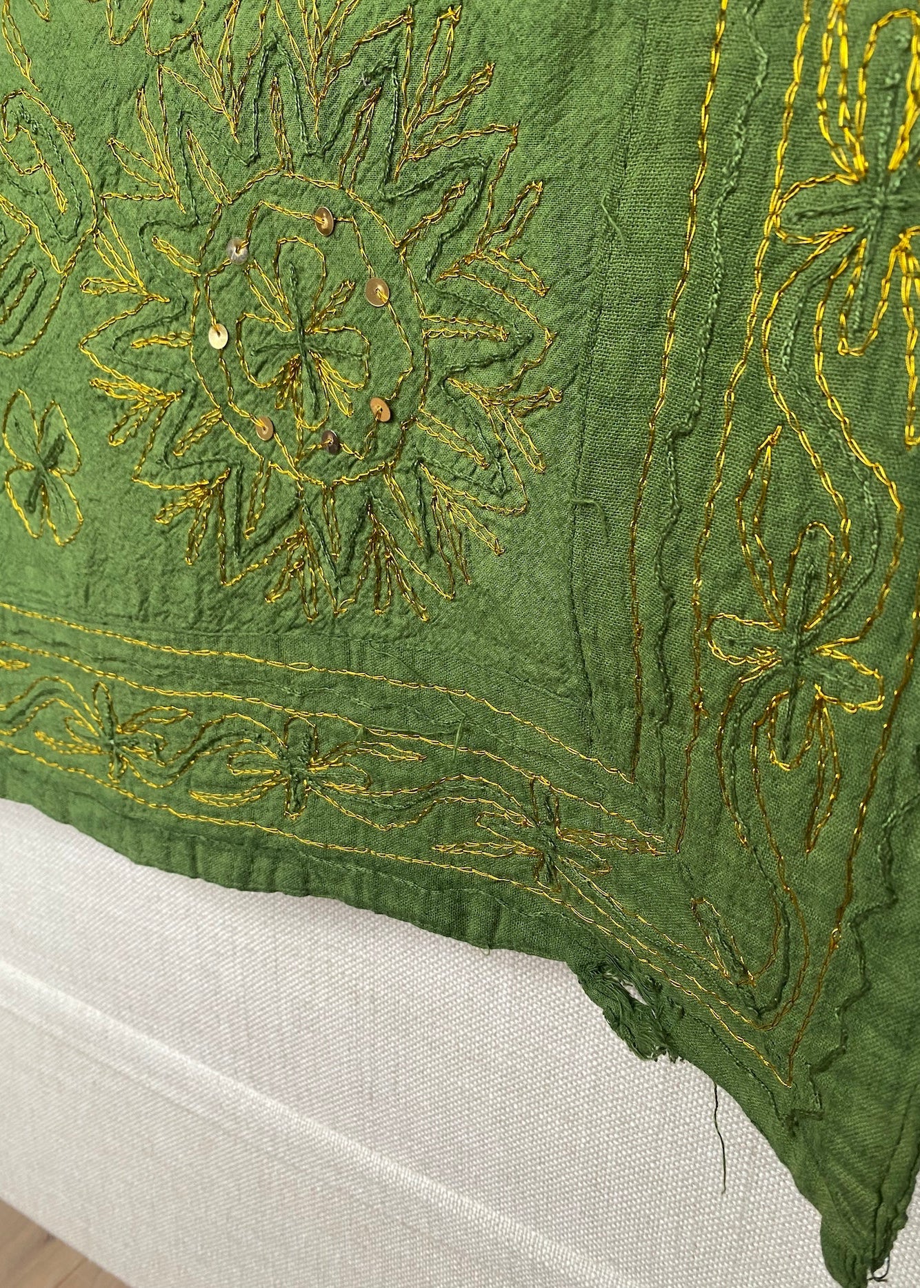 Sprei kerst groen/goud handgemaakt