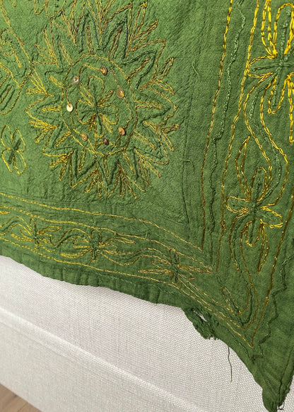 Sprei kerst groen/goud handgemaakt