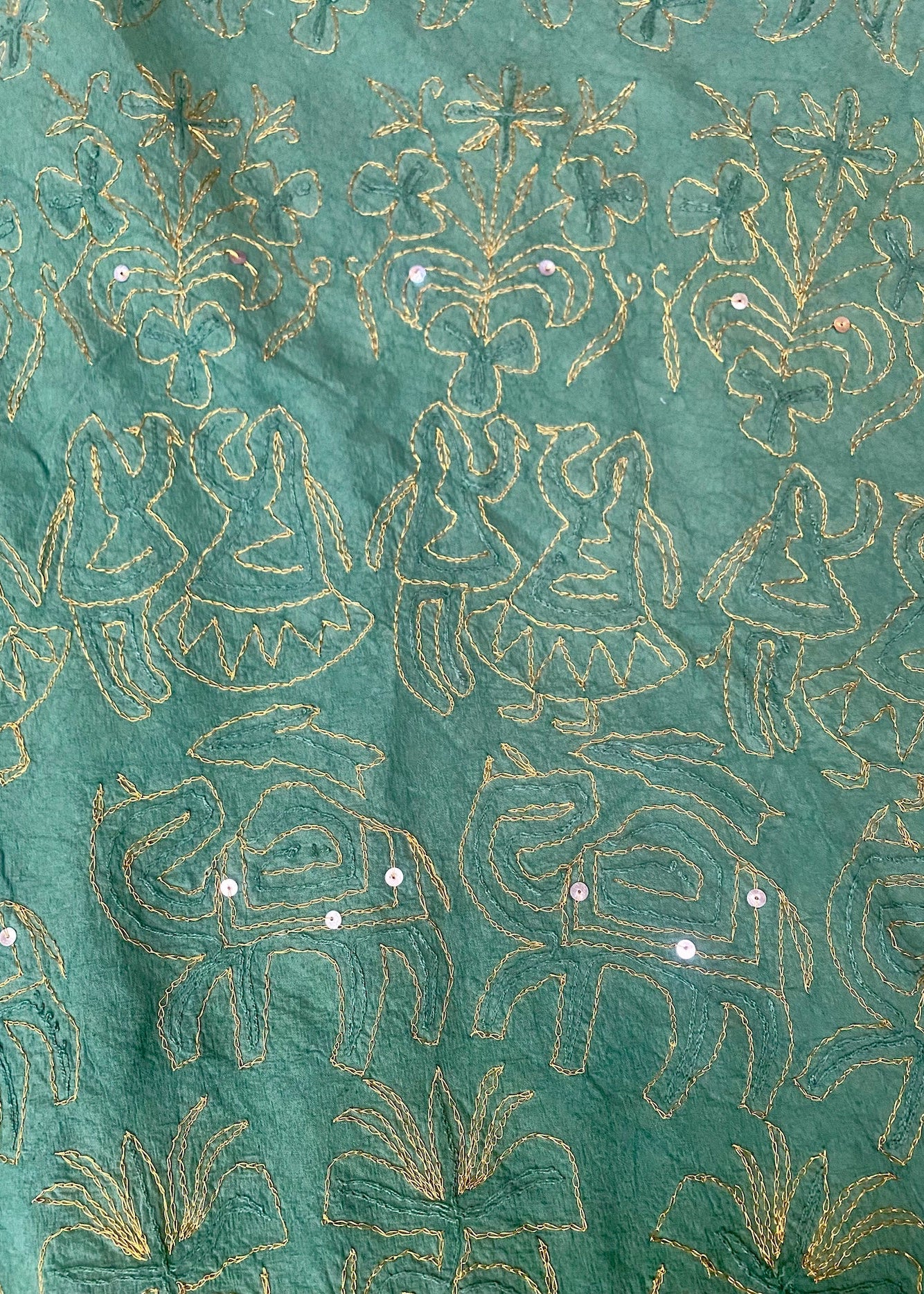 Sprei kerst groen/goud handgemaakt