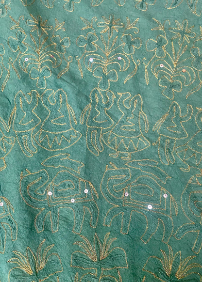 Sprei kerst groen/goud handgemaakt