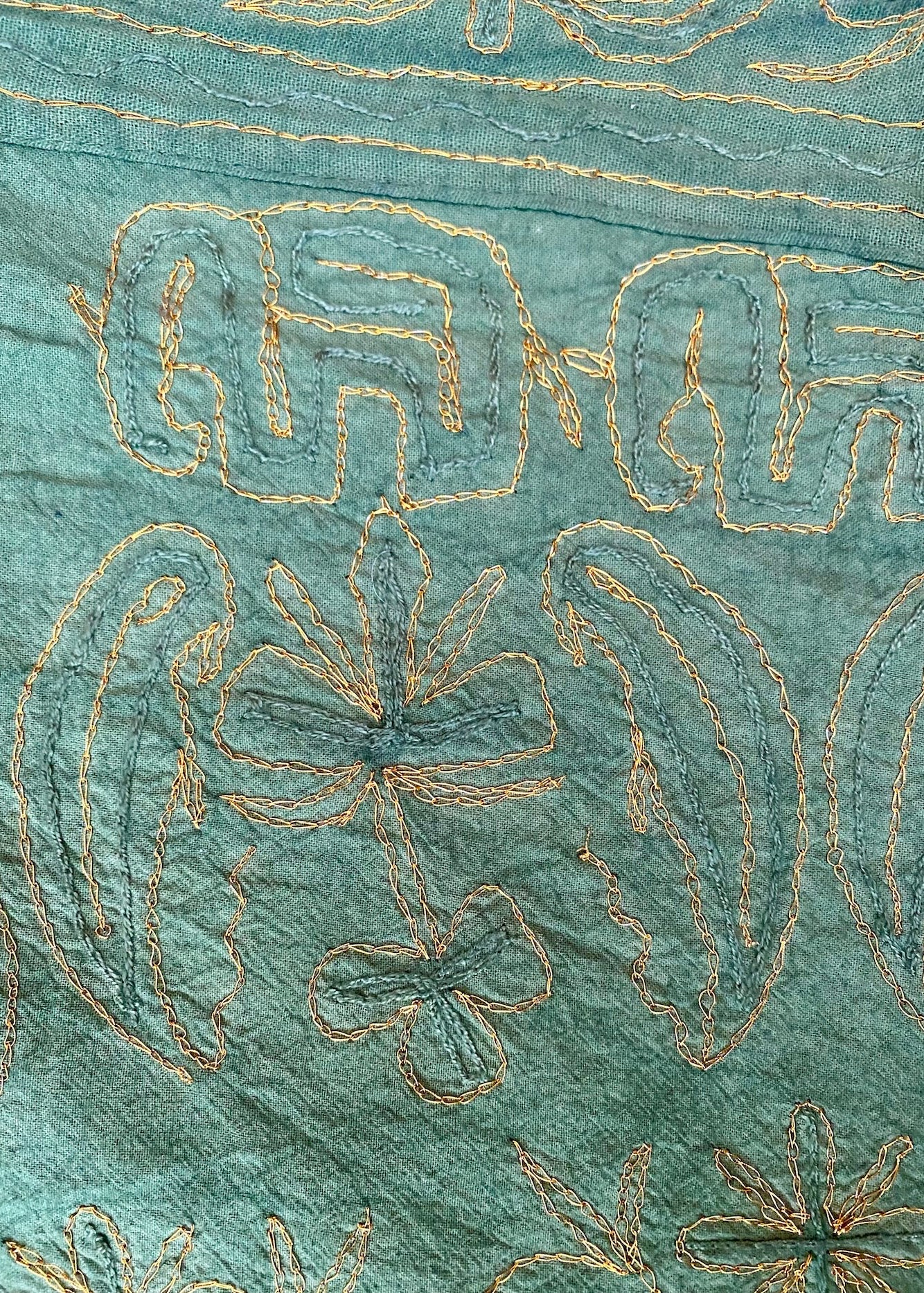 Sprei kerst groen/goud handgemaakt