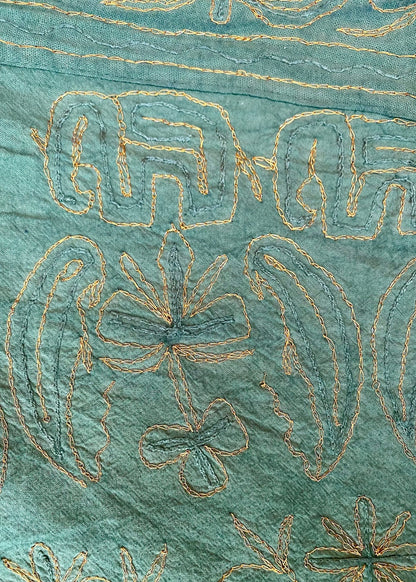 Sprei kerst groen/goud handgemaakt