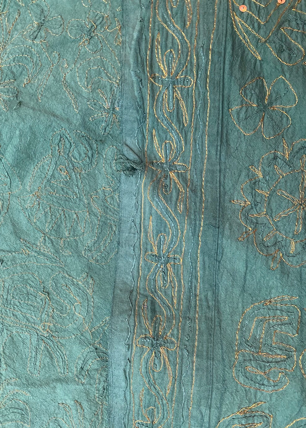 Sprei kerst groen/goud handgemaakt