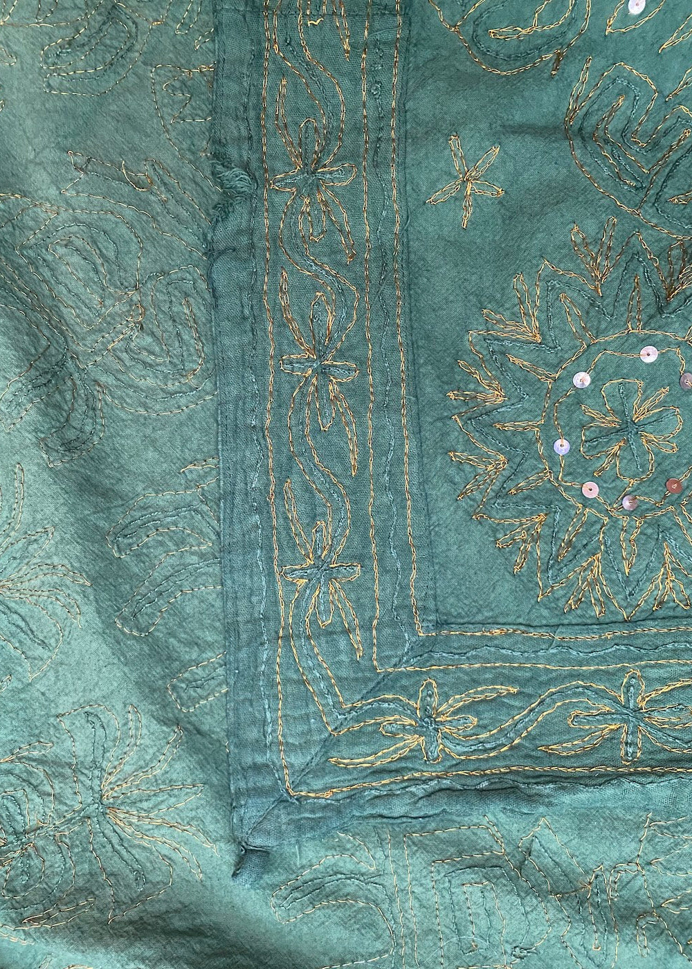 Sprei kerst groen/goud handgemaakt