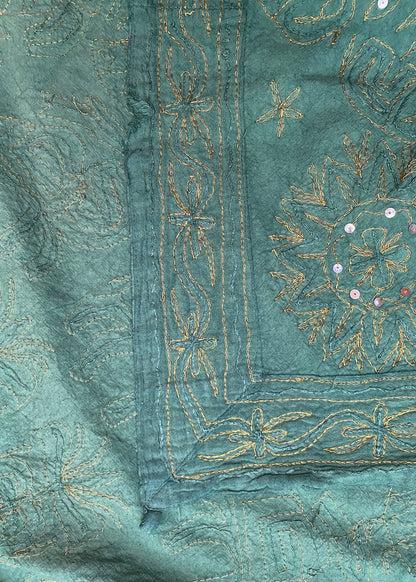 Sprei kerst groen/goud handgemaakt