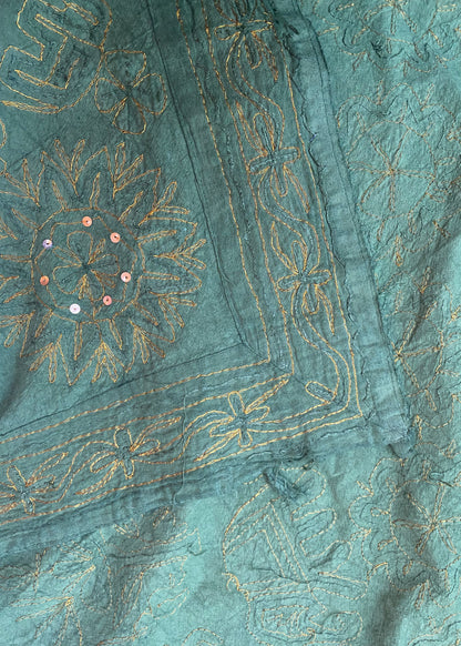 Sprei kerst groen/goud handgemaakt