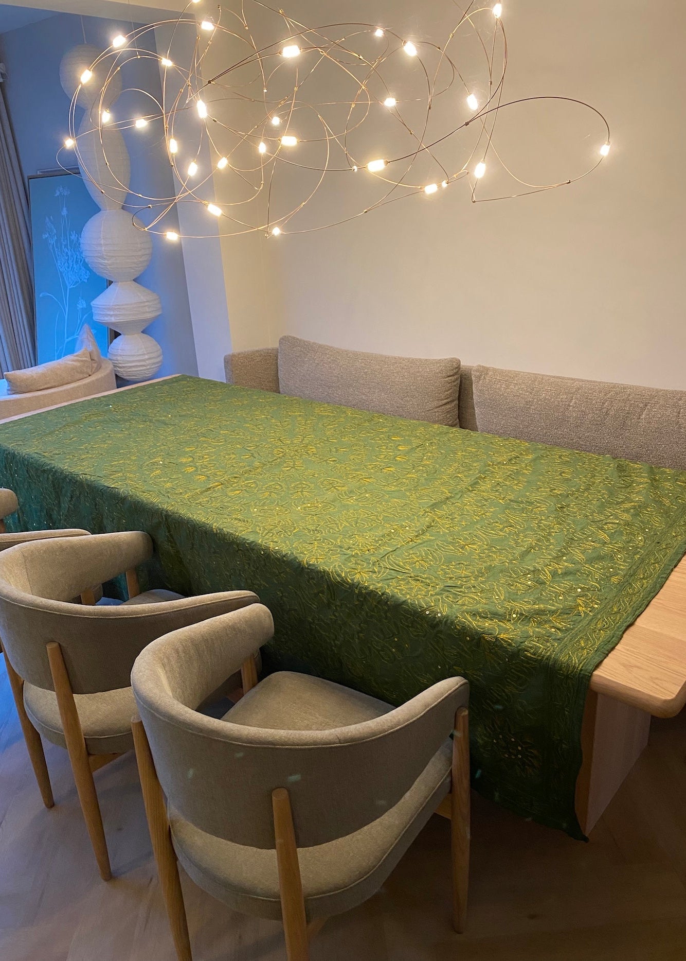 Sprei kerst groen/goud handgemaakt