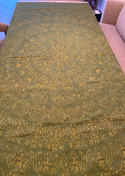 Sprei kerst groen/goud handgemaakt