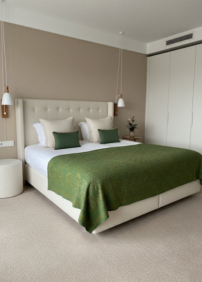 Sprei kerst groen/goud handgemaakt