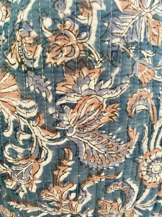 Handgemaakte handtas blue beige