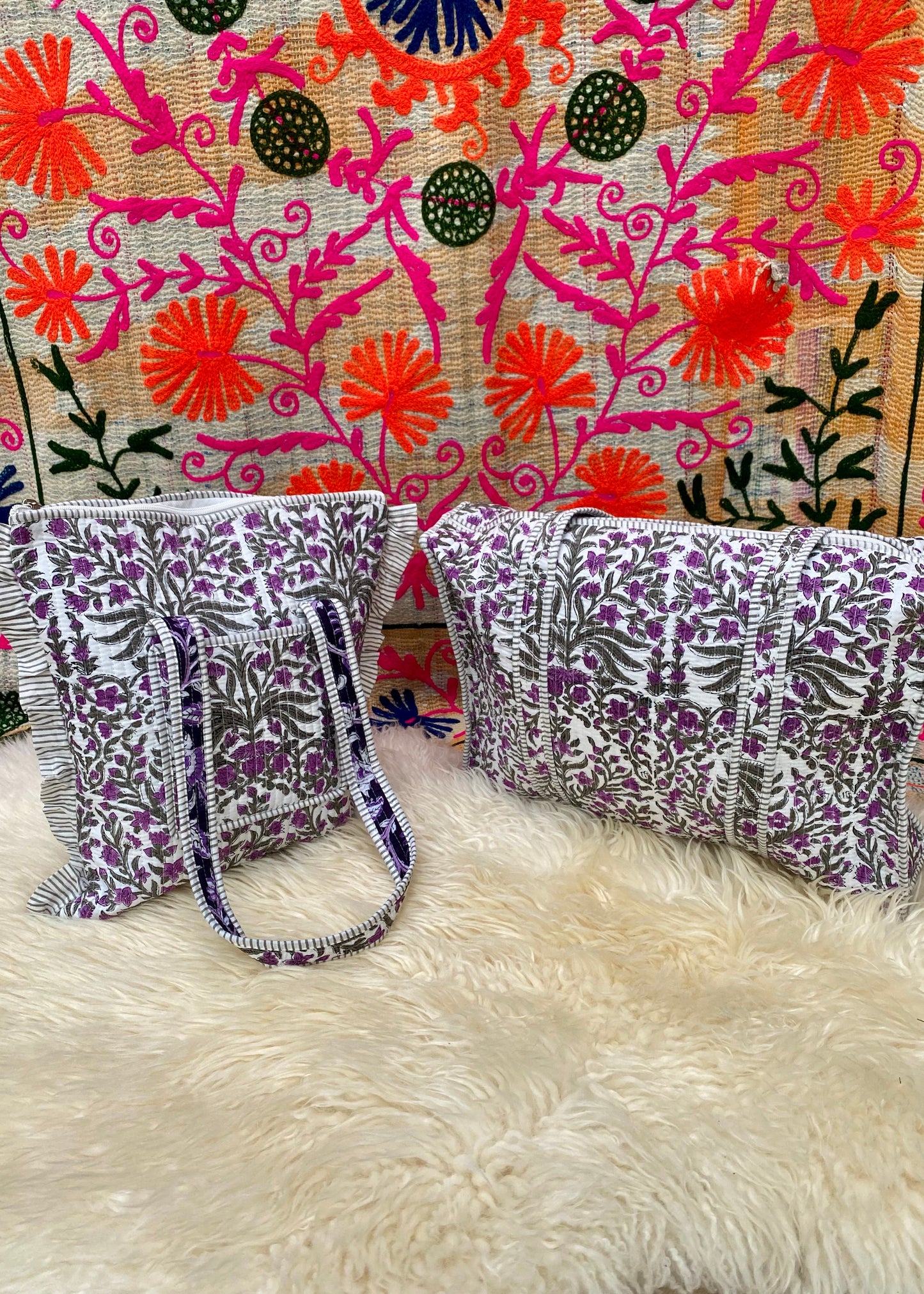 Set schoudertas en laptoptas lavendel - Tantuva Atelier
