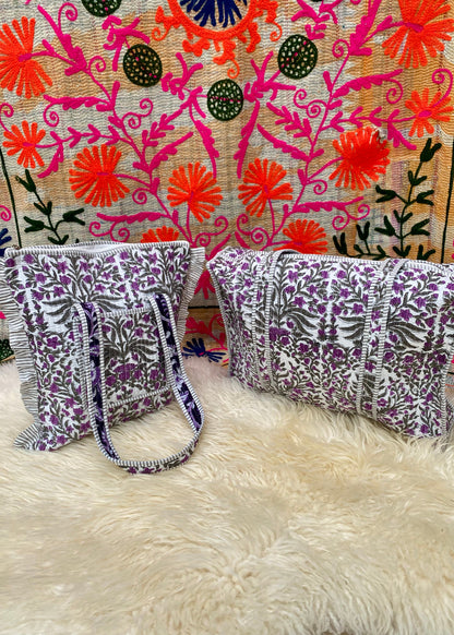 Set schoudertas en laptoptas lavendel - Tantuva Atelier
