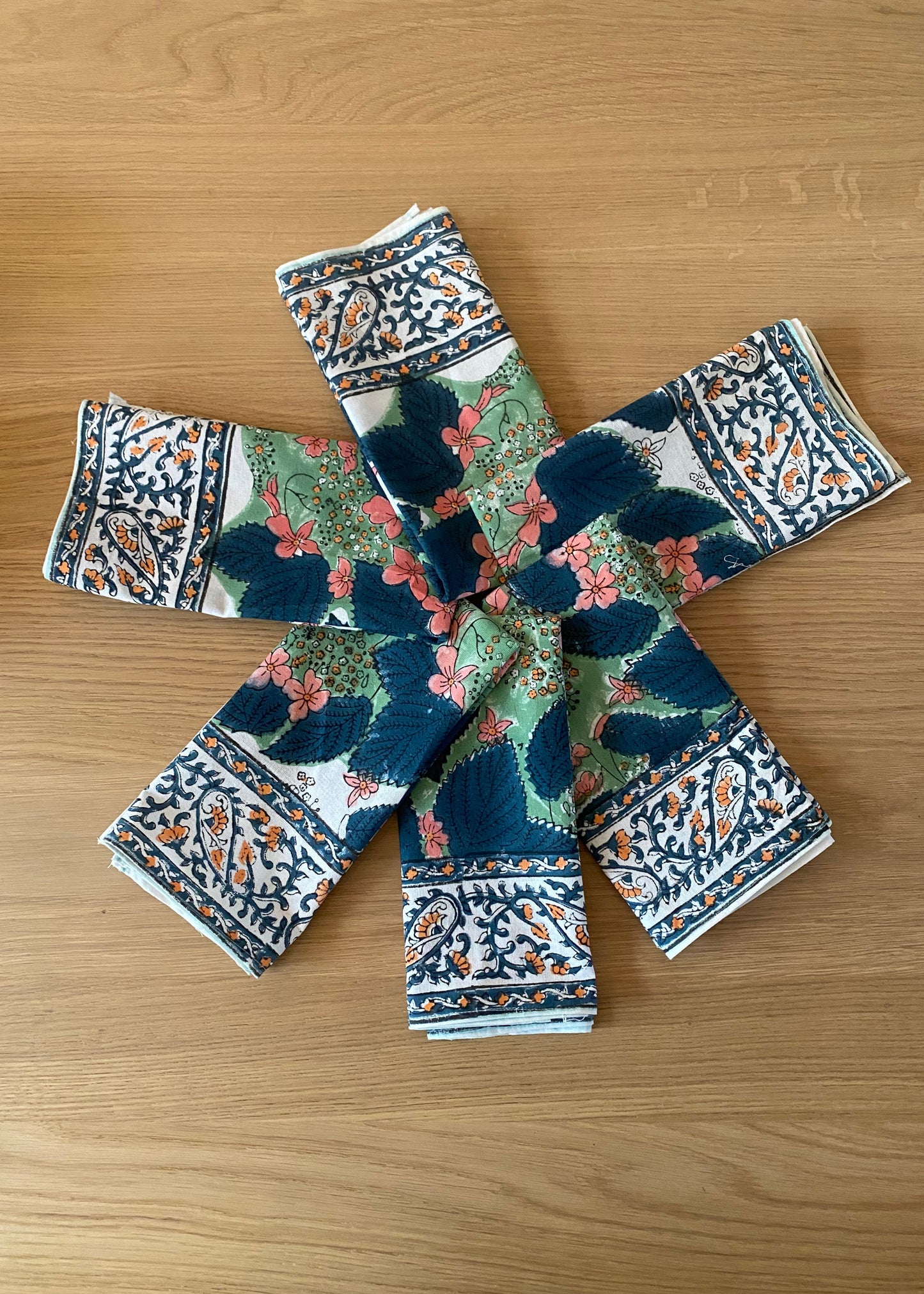 Tafelkleed kerst groen handbestempeld