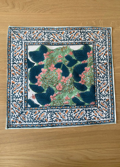 Tafelkleed kerst groen handbestempeld