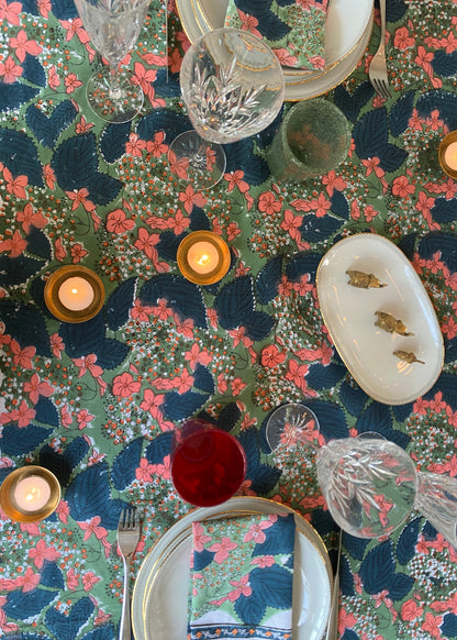 Tafelkleed kerst groen handbestempeld