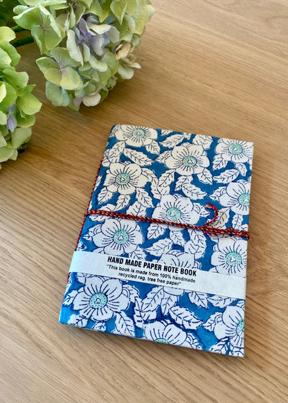 Note books 3 sizes Indigo flowers cotton and natural paper 