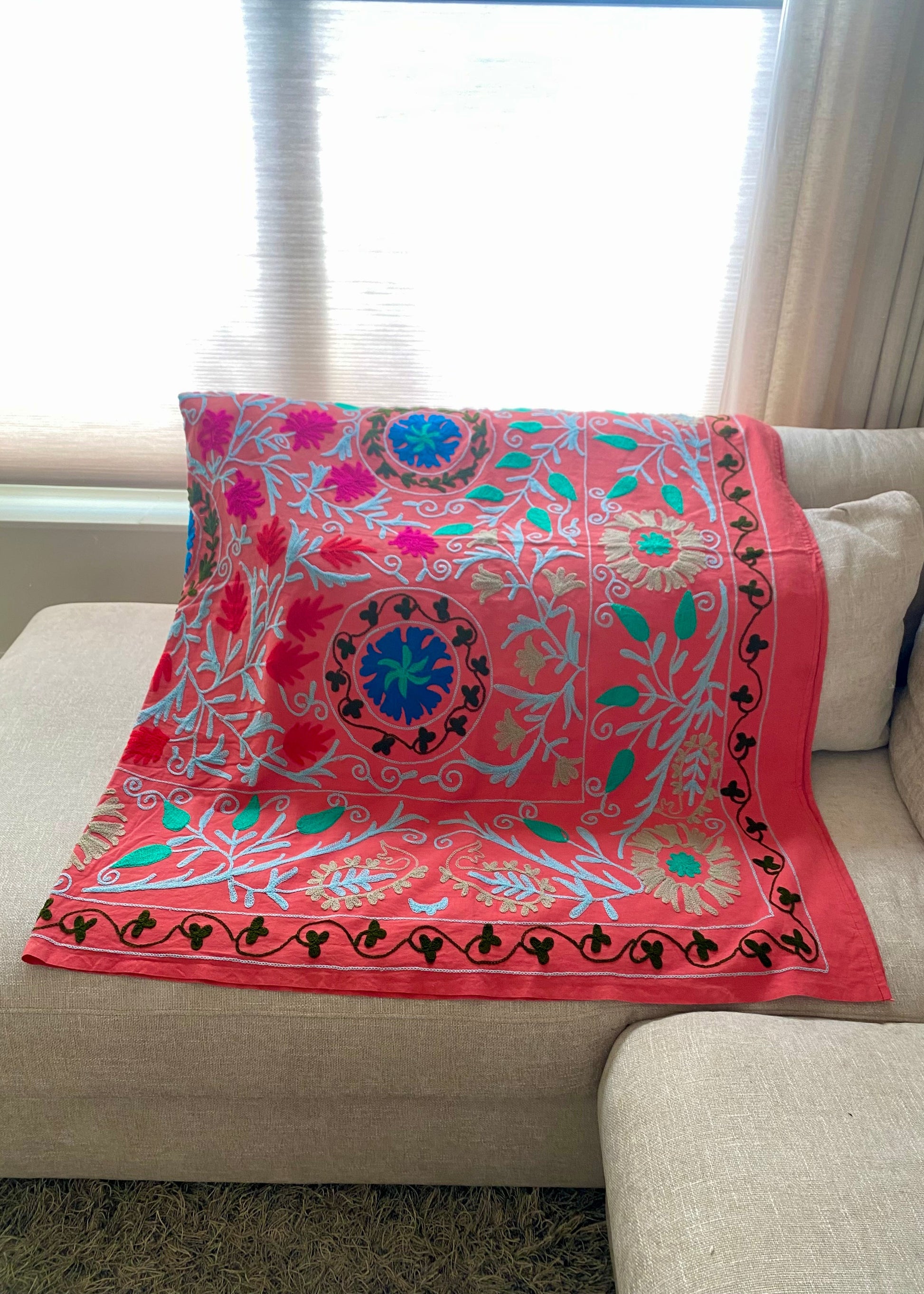 Sprei Eenpersoons - Katoen - 211x149 cm - Ibiza Grapefruit - Tantuva Atelier