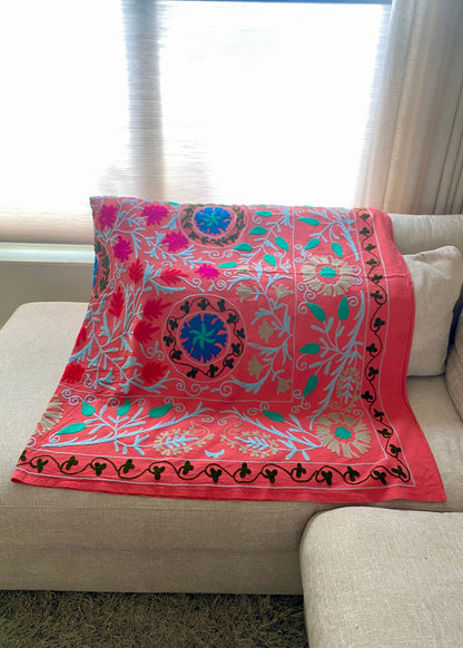 Sprei Eenpersoons - Katoen - 211x149 cm - Ibiza Grapefruit - Tantuva Atelier