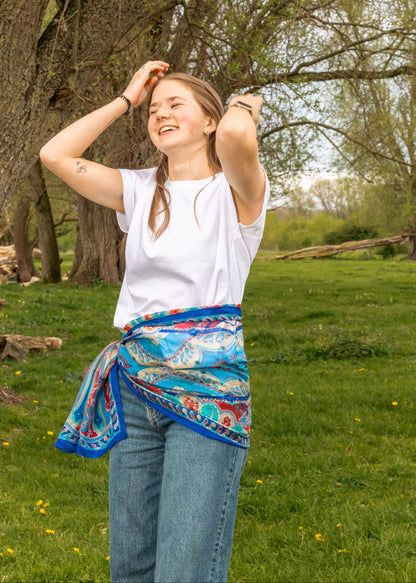 Zijden Sjaal Blauw